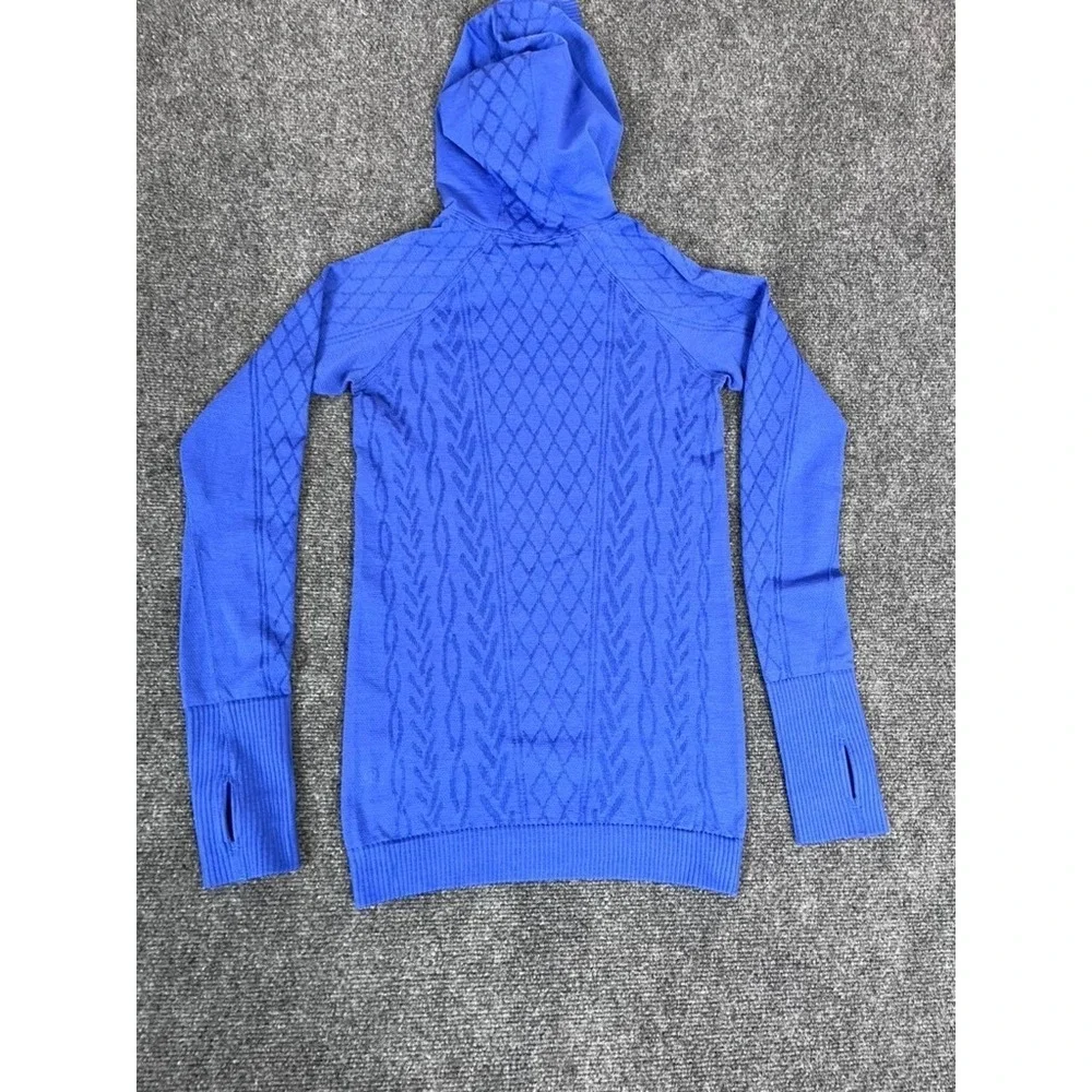 Lululemon Rest Less Textured Cable Knit Hoodie Royal Blue Women's No size tag 2?
